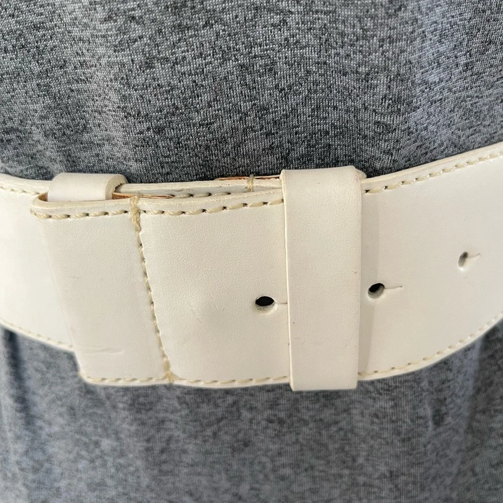 Womens Leather Unbranded Wide 2” White Adjustable 32”-34” Belt